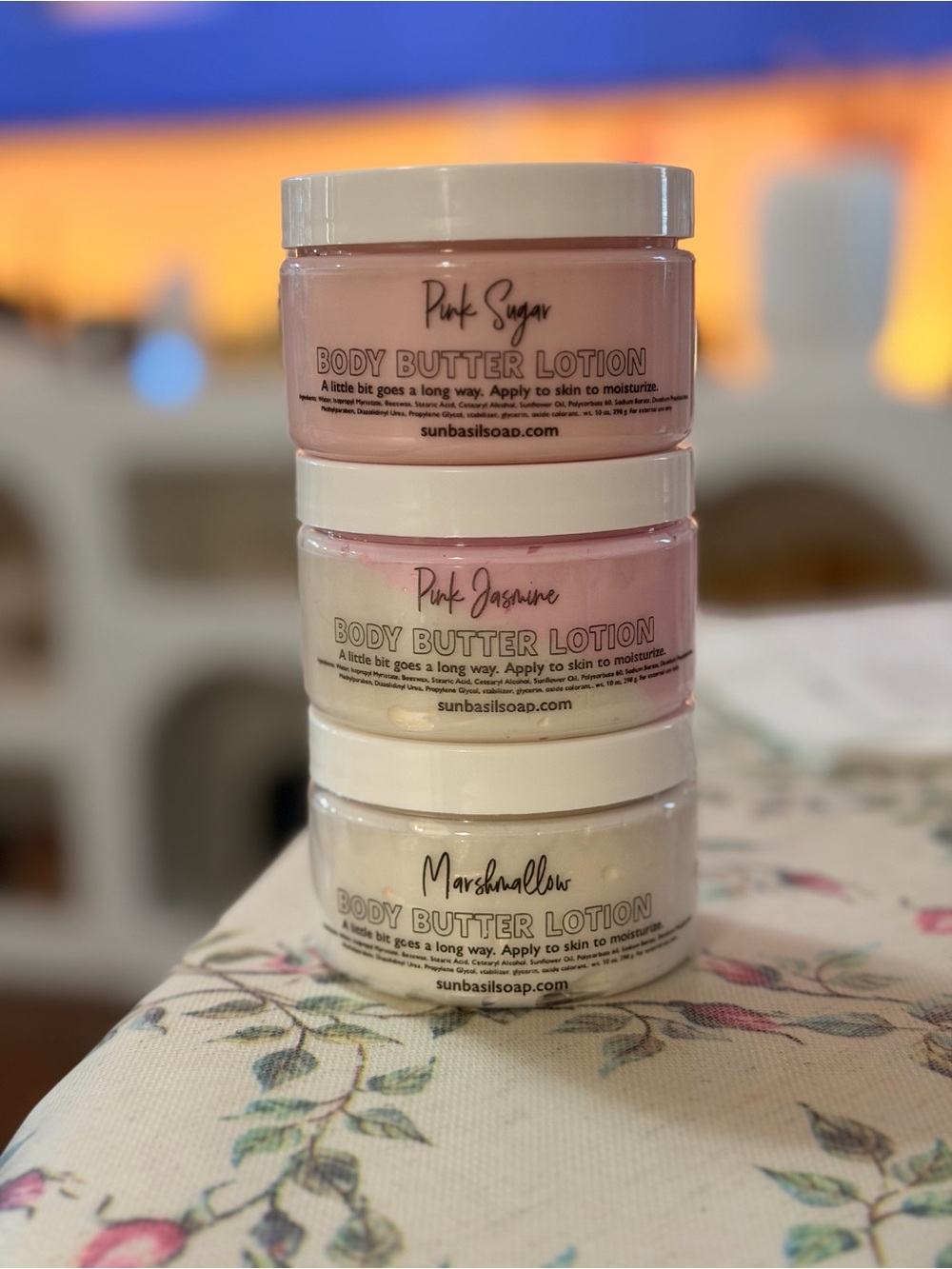 Sunbasilsoap Body Butter Lotion Trio - Pink Sugar, Pink Jasmine, Marshmallow